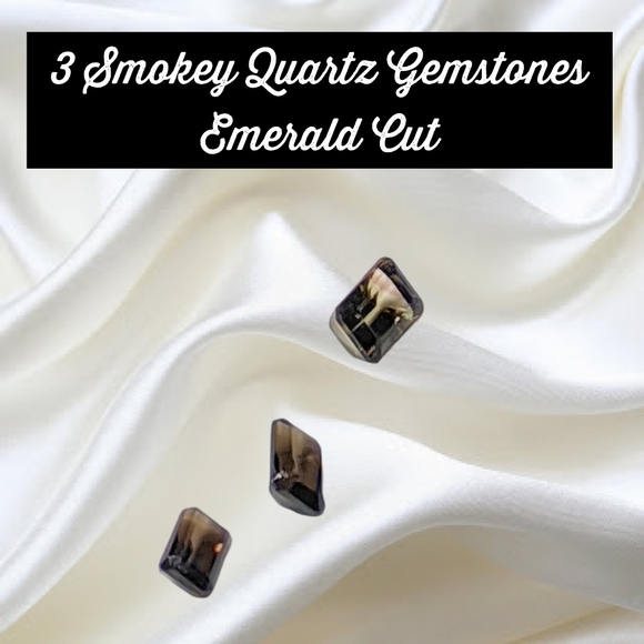 Smokey Quartz Gemstones. Emerald Cut (3 pieces). - Picture 3 of 8